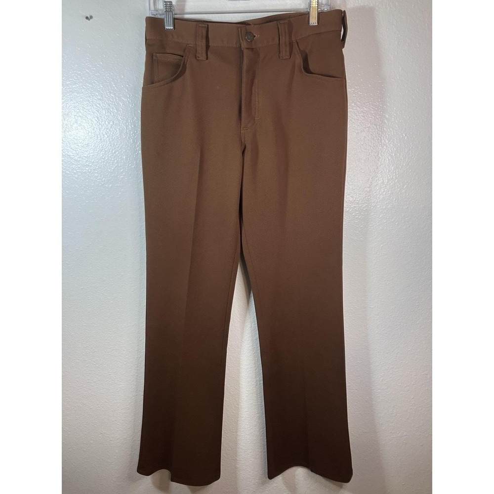 VTG Lee Rancher Pants Mens 29x30 Brown Bootcut Polyester Cowboy Ranchwear